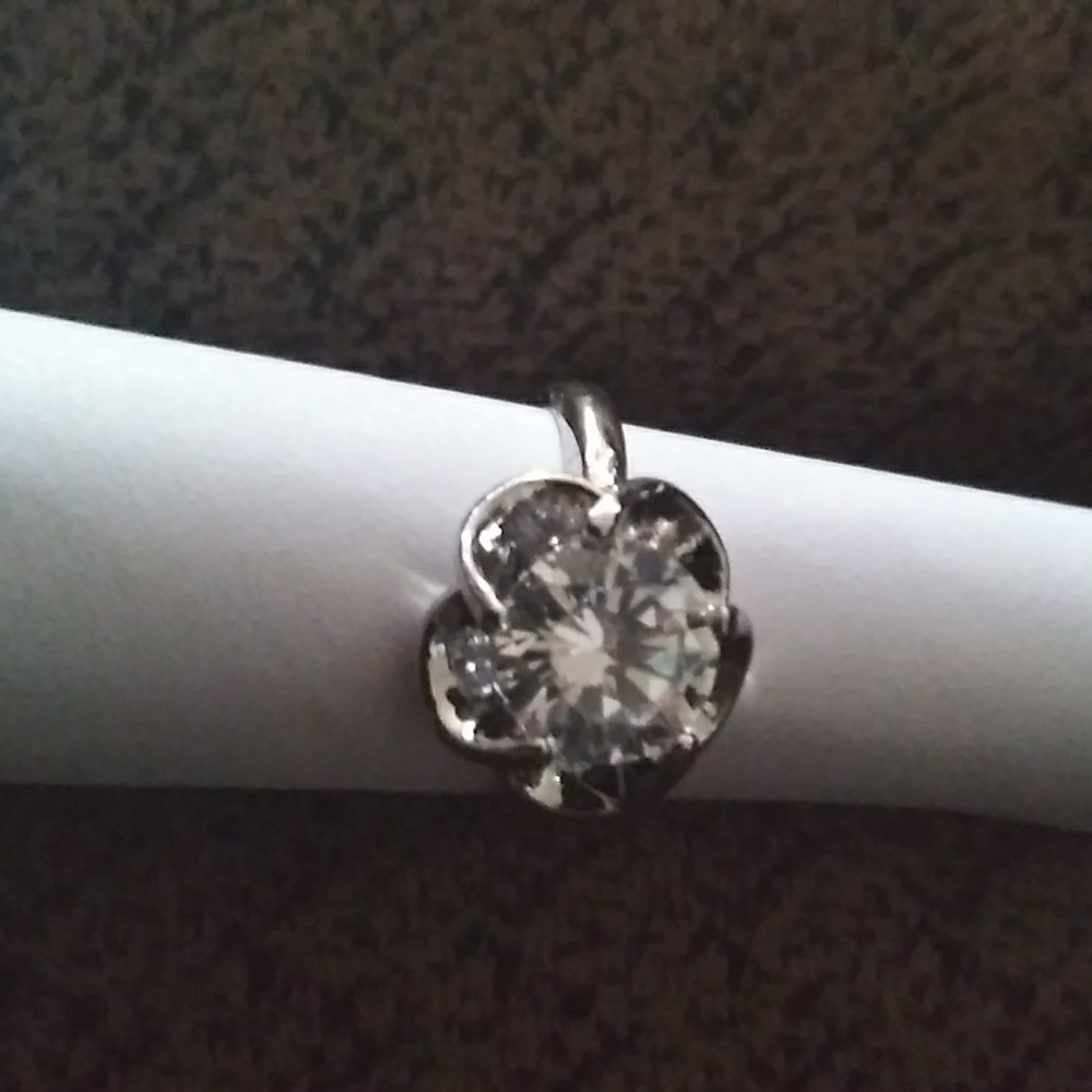 Silver Promise Round Diamond Ring,5 - Picture 6 of 8